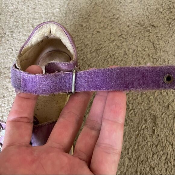 Däumling German Girl Leather Walking Learning Shoe Purple with Flowers Size 7 - Picture 8 of 10
